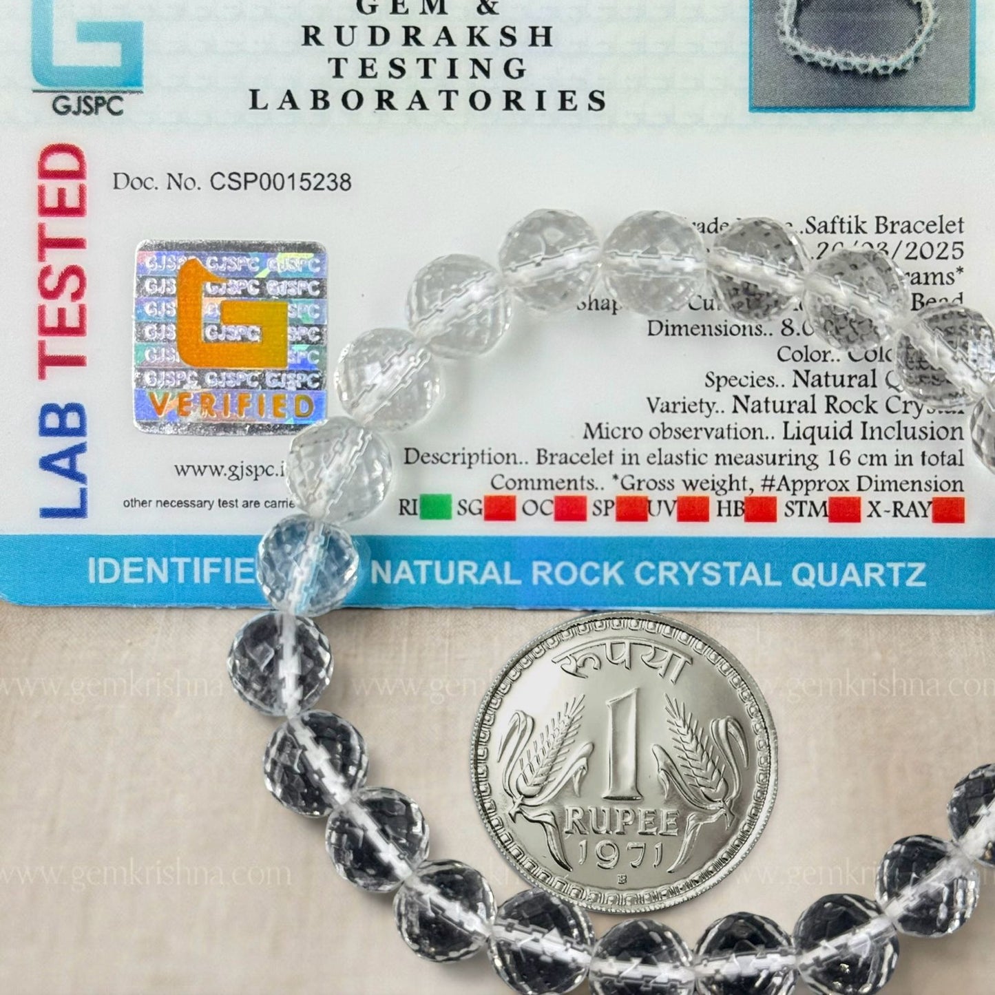 Clear Quartz Bracelet 8–8.50 mm (Clarity and Positive Energy)