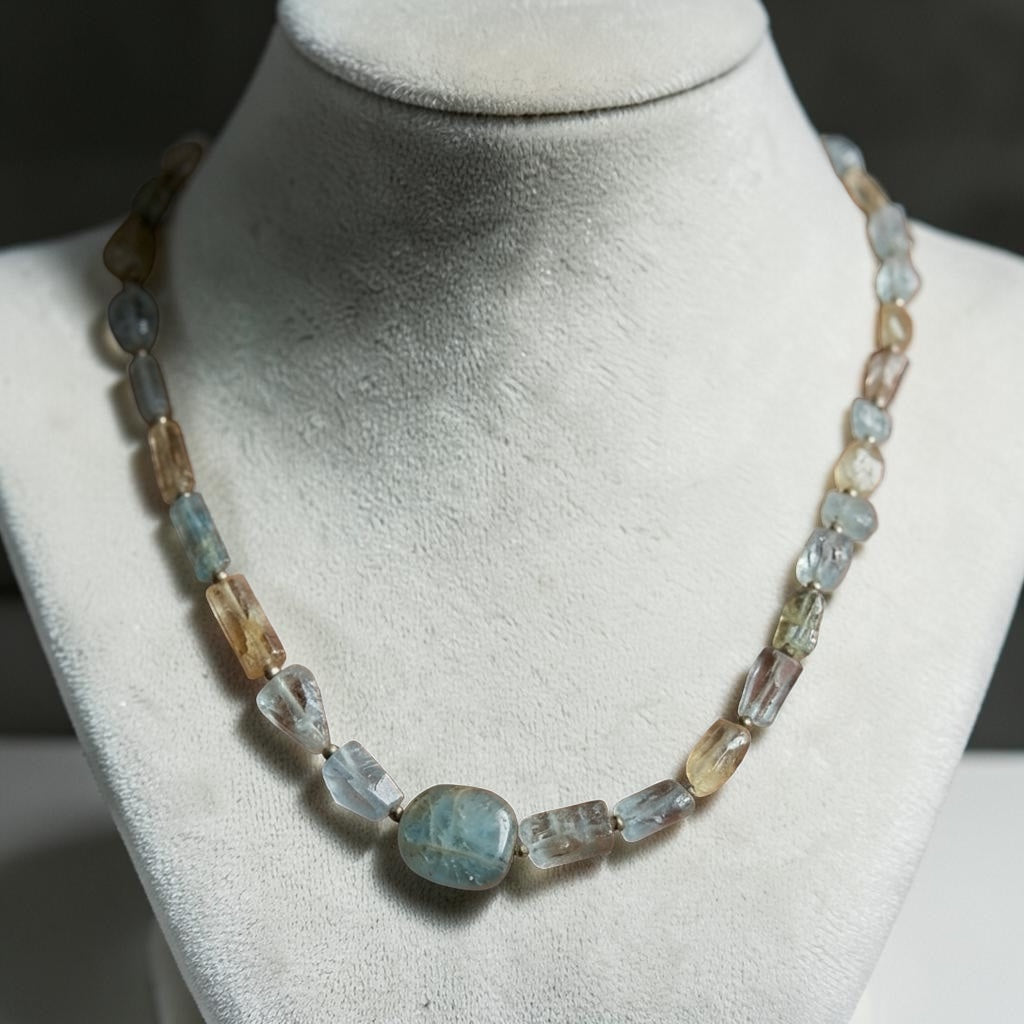Natural Aquamarine 133.65 Carat Necklace (Emotional Balance and Confidence)