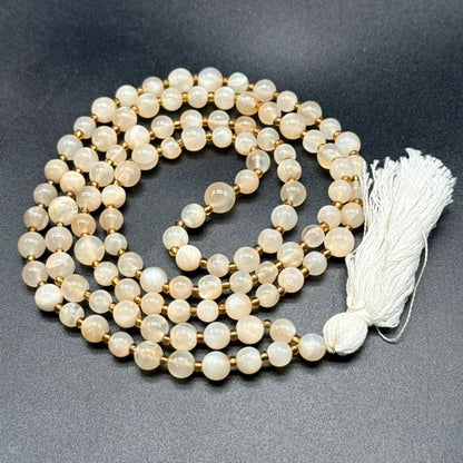 Peach Moonstone Jaap  Mala (Emotional Balance & New Beginnings)