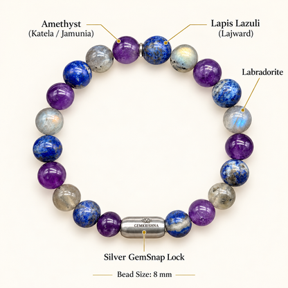 Calm, Clarity & Expression Natural Gemstone Bracelet with GJSPC Certificate | GemKrishna