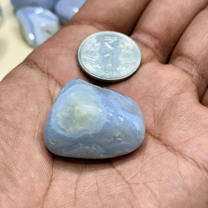 Natural Blue Lace Agate Tumble Stones (Calmness and Communication)