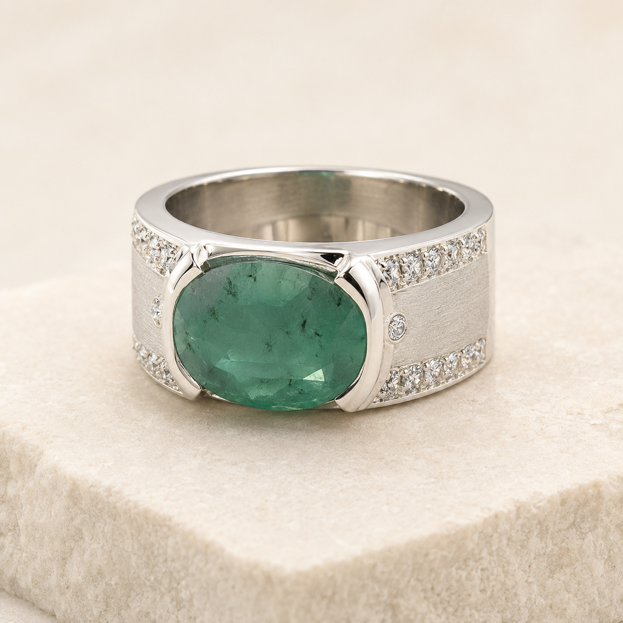 925 Silver Emerald Panna Ring