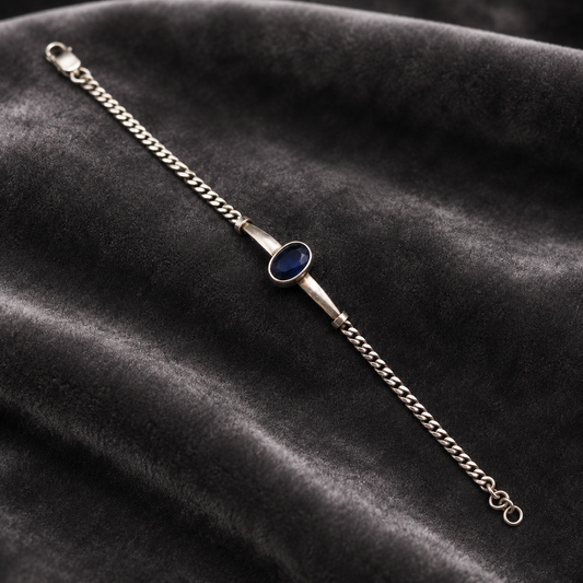 925 Silver Blue Sapphire Neelam Bracelet (Discipline, Focus & Protection)