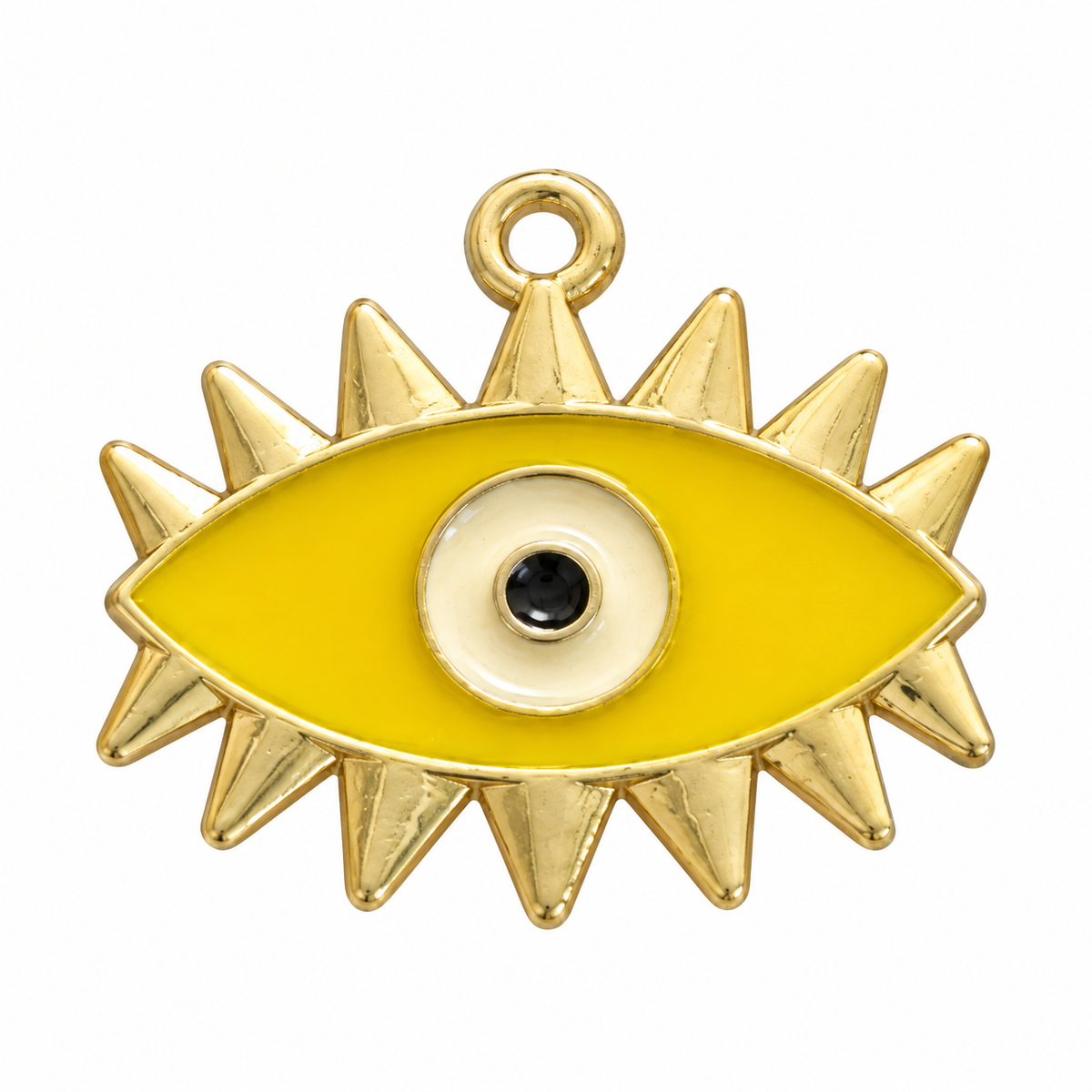 Yellow Sunburst Evil Eye Charm