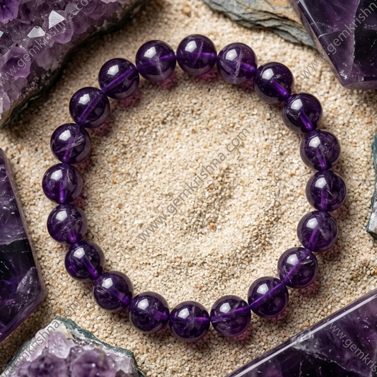 Natural Amethyst 8mm round bead bracelet for men and women