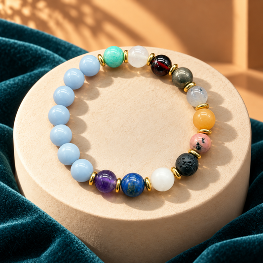 Calm, Courage & Balance Natural Gemstone Bracelet with GJSPC Certificate | GemKrishna