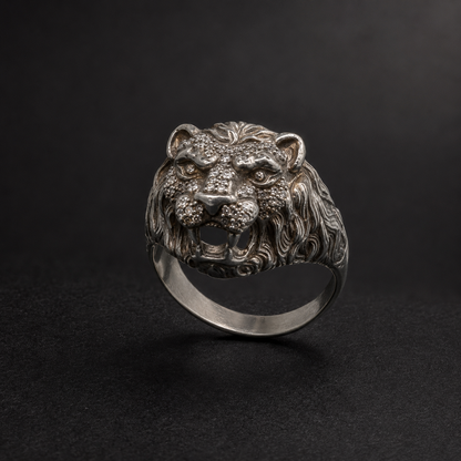 925 Silver Lion Head Ring (Courage & Leadership) (12.07 Gram)