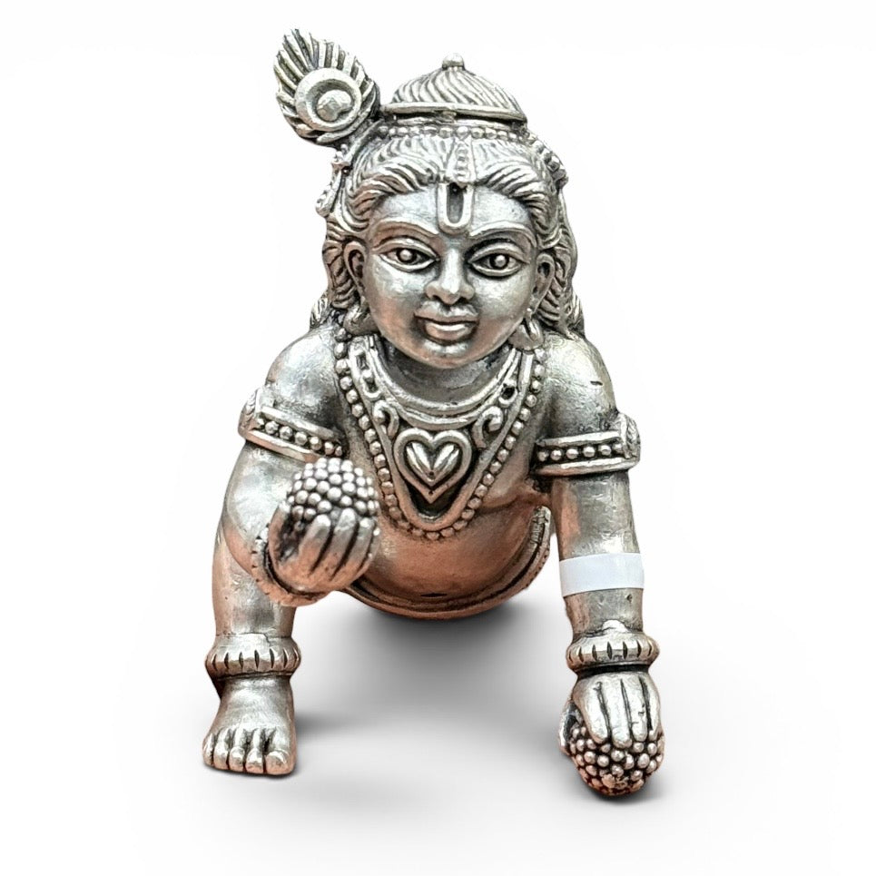 Baby Krishna (Laddoo Gopal) 925 Silver Idol Statue for Home Temples – 108.6 Grams