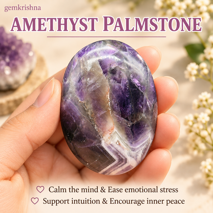 Amethyst Palm Stone 100 Gram (Calm, Clarity & Inner Peace)