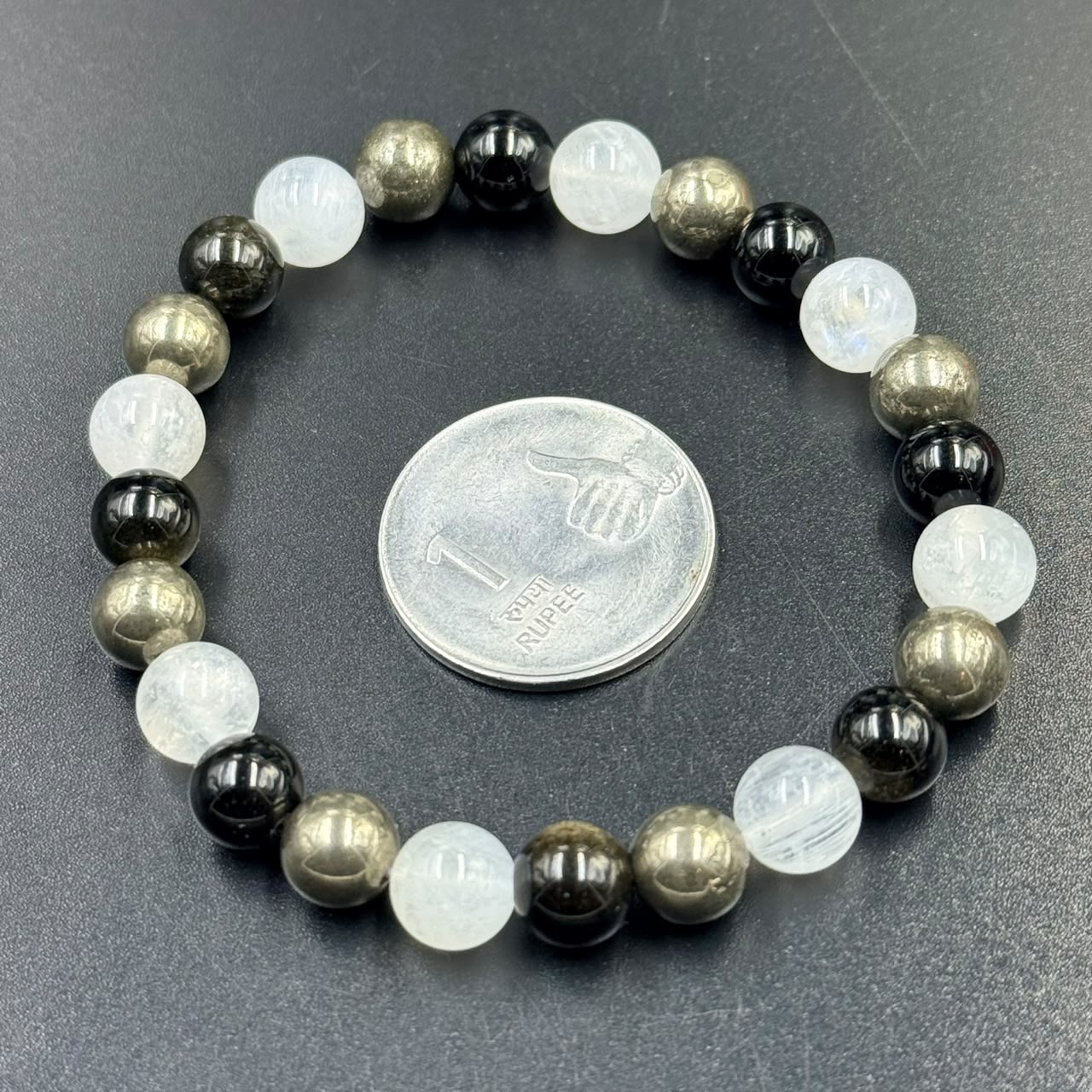 Abundance Shield & Intuition Bracelet – Pyrite, Moonstone & Golden Sheen Obsidian