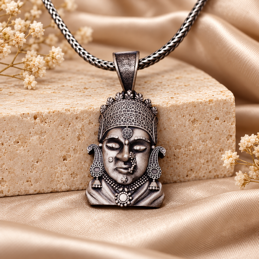 925 Silver Tulja Bhavani Mata Pendant – 8 g (Protection & Strength)
