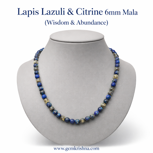 6mm Lapis Lazuli & Citrine Jaap Mala (Wisdom & Abundance) premium GemKrishna product cover