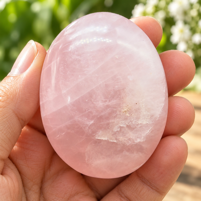 Rose Quartz Palm Stone 100 Gram (Love, Self-Love & Compassion)