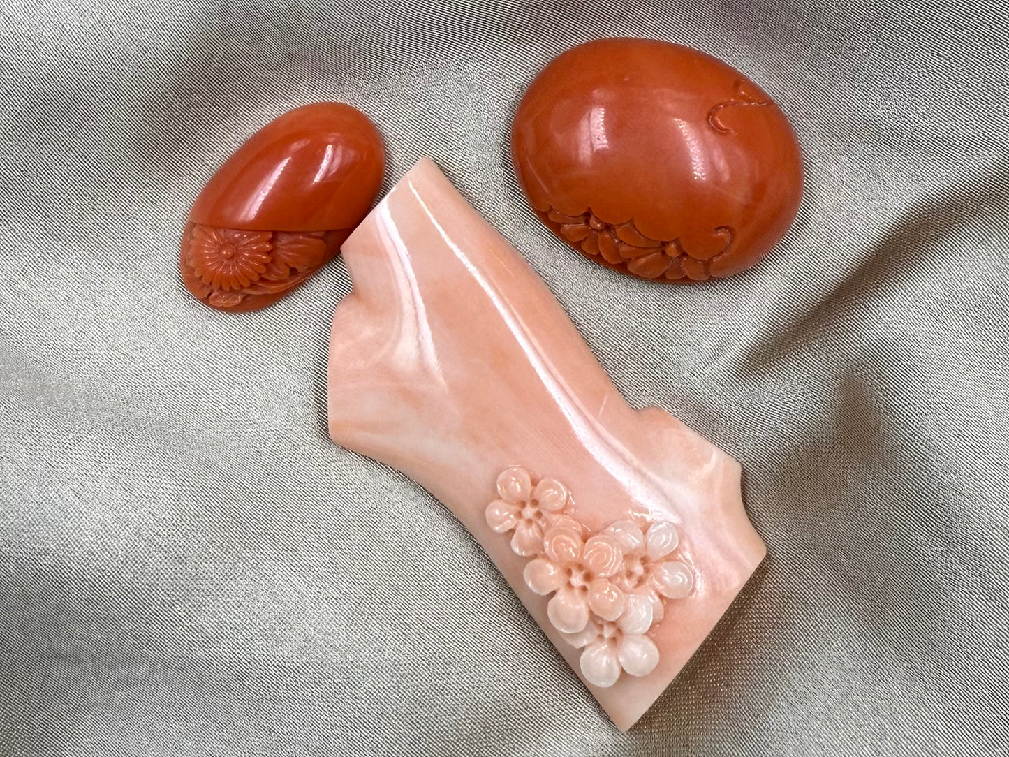 Natural Red Coral / Moonga  Floral Set (3 piece)