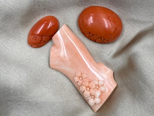 Natural Red Coral / Moonga  Floral Set (3 piece)