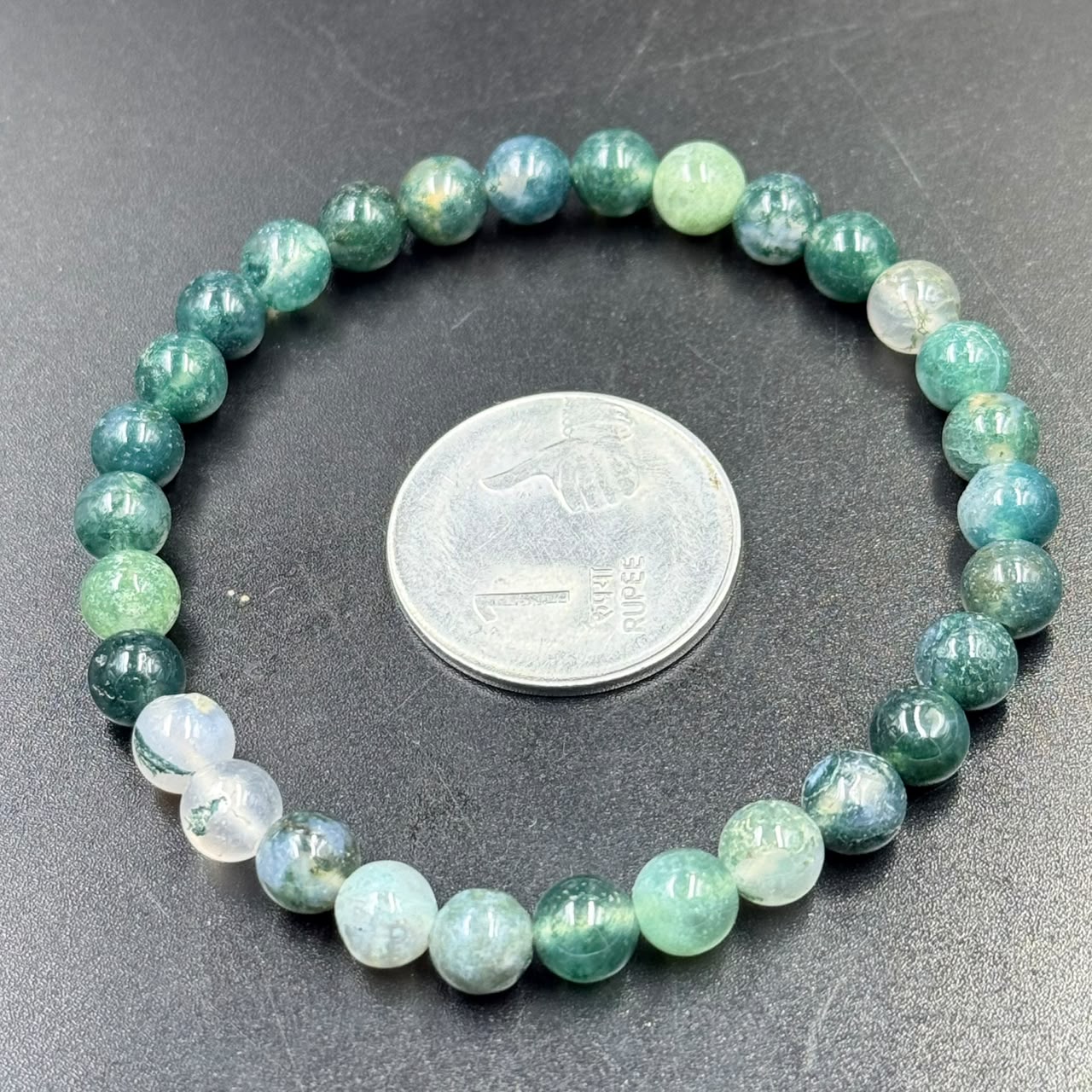 Moss Agate Bracelet 6mm (Growth, Abundance & Grounding)