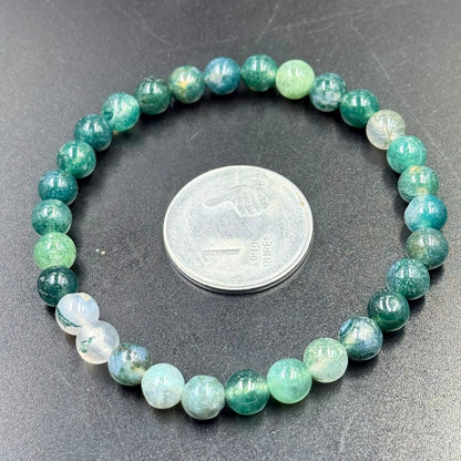 Moss Agate Bracelet 6mm (Growth, Abundance & Grounding)