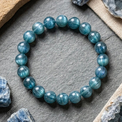 Natural Green Kyanite AAA Star Quality bracelet on a wrist, showcasing its vibrant green hues.
