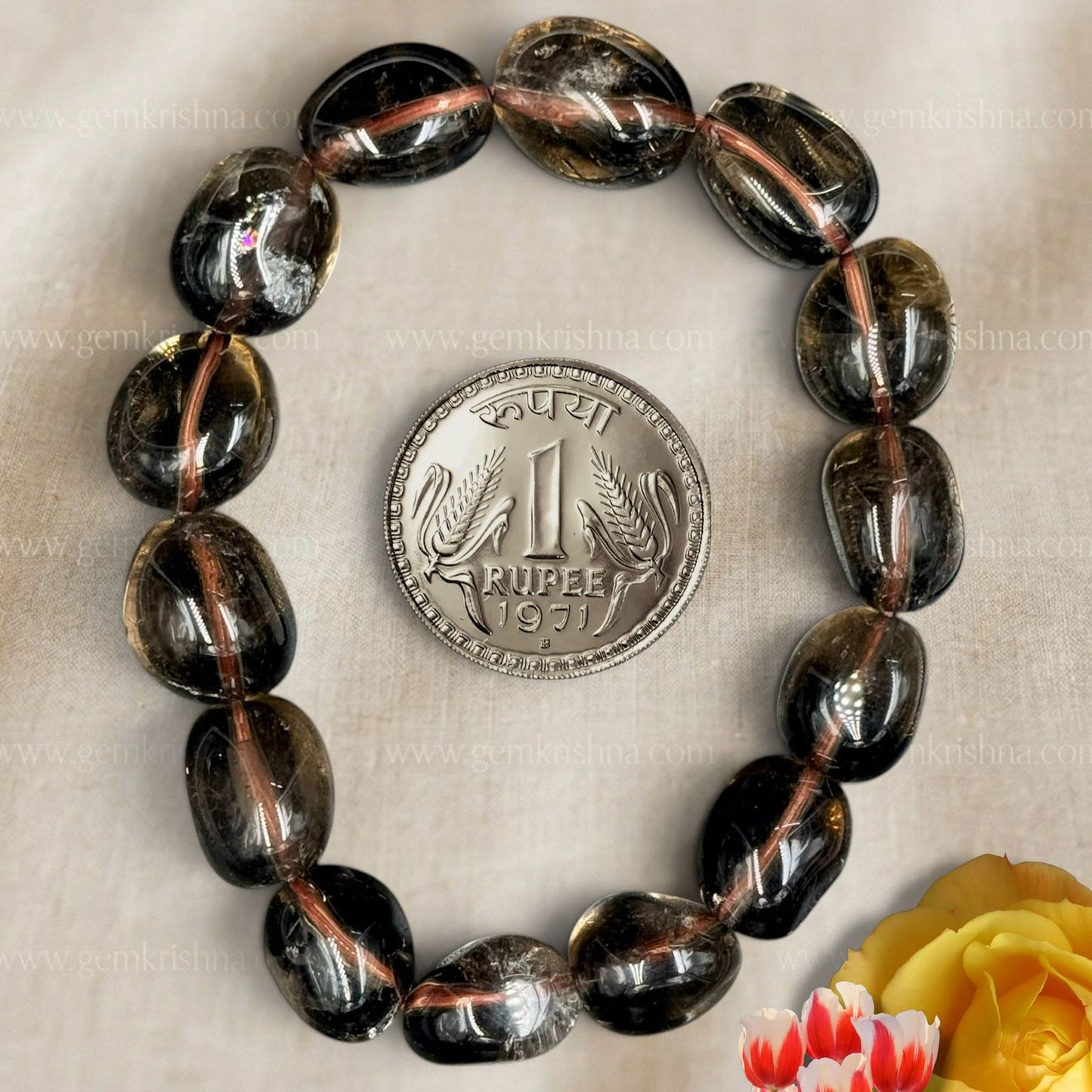 Natural Smoky Quartz Tumble Bracelet 12mm (Grounding and Protection)