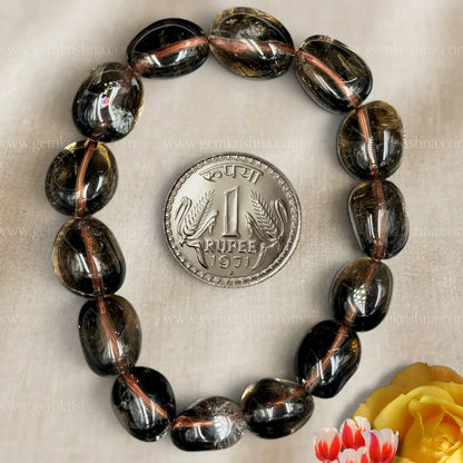Natural Smoky Quartz Tumble Bracelet 12mm (Grounding and Protection)