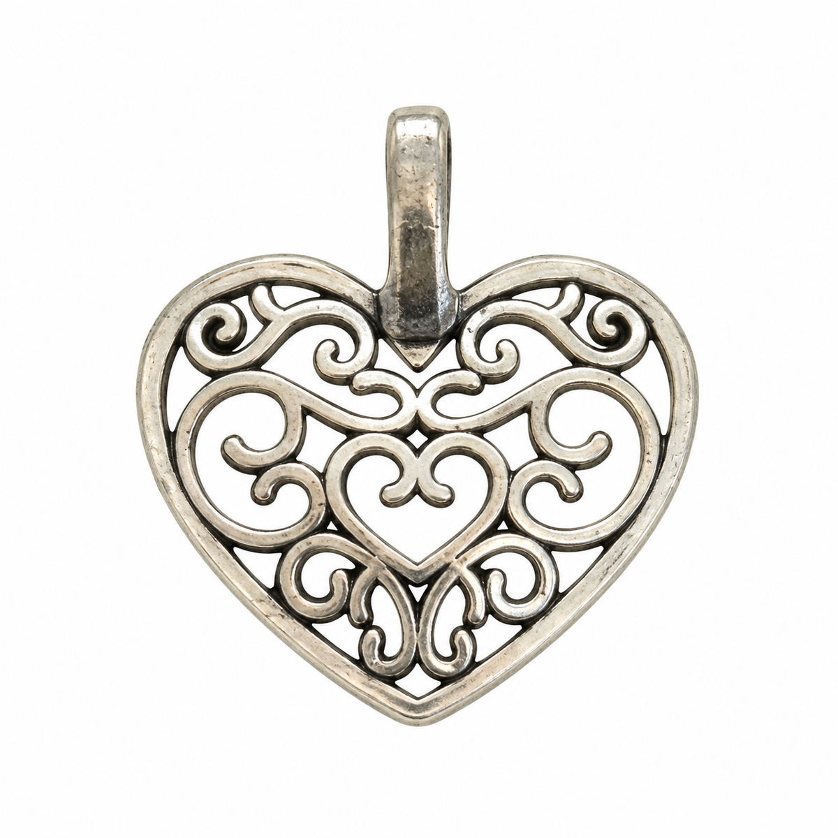 Silver Filigree Heart Charm