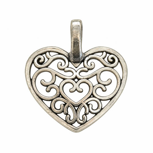 Silver Filigree Heart Charm