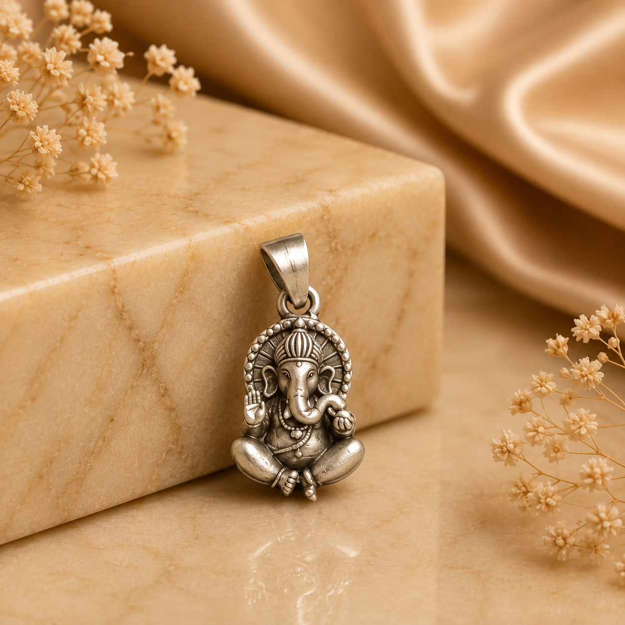 Silver Lord Ganesha Pendant (Wisdom, Prosperity & Obstacle Removal)