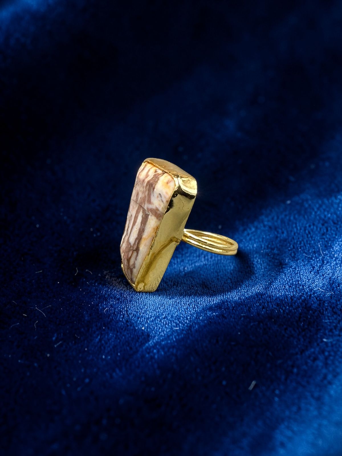 Natural Rhodonite Rough Metal Ring