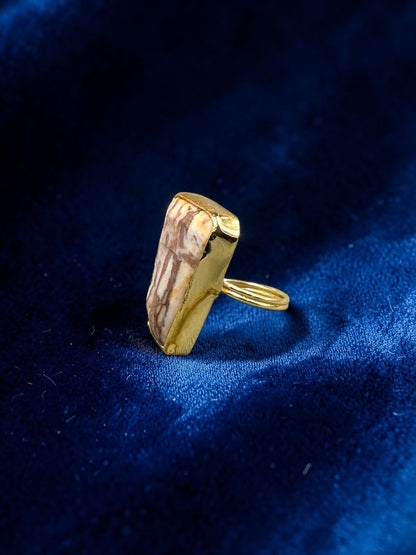 Natural Rhodonite Rough Metal Ring