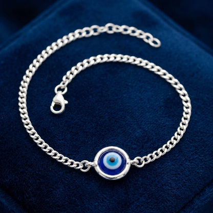 925 Silver Evil Eye Chain Bracelet (Protection, Awareness & Positive Energy)