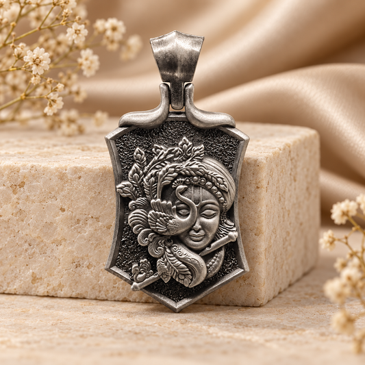 925 Silver Krishna Face Pendant – 14 g (Love & Devotion)