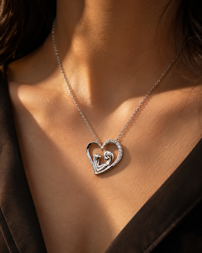 Mother & Baby Heart Locket with Moissanite in 925 Silver – 0.15 Carat | Gemkrishna