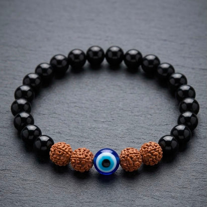 Black Tourmaline Rudraksha Nazar Bracelet
