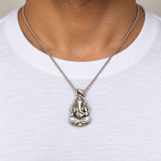 Silver Lord Ganesha Pendant (Wisdom, Prosperity & Obstacle Removal)