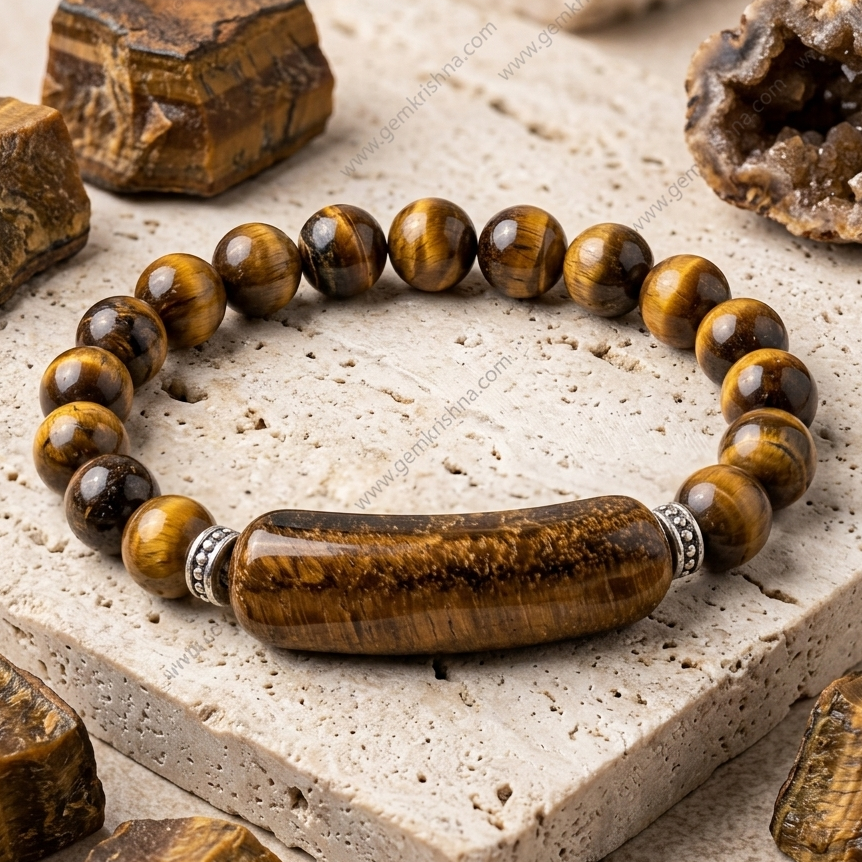 Natural Tiger's Eye AAA 8mm round bead bracelet with rich golden-brown shine