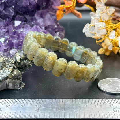 Labradorite Oval Flat Bead Bracelet (Protection & Intuition)