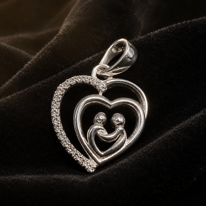 Together Heart Pendant with Moissanite in 925 Silver – 0.18 Carat | Gemkrishna