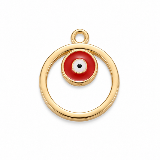 Gold Ring Red Evil Eye Charm