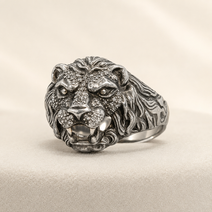 925 Silver Lion Head Ring (Courage & Leadership) (12.07 Gram)