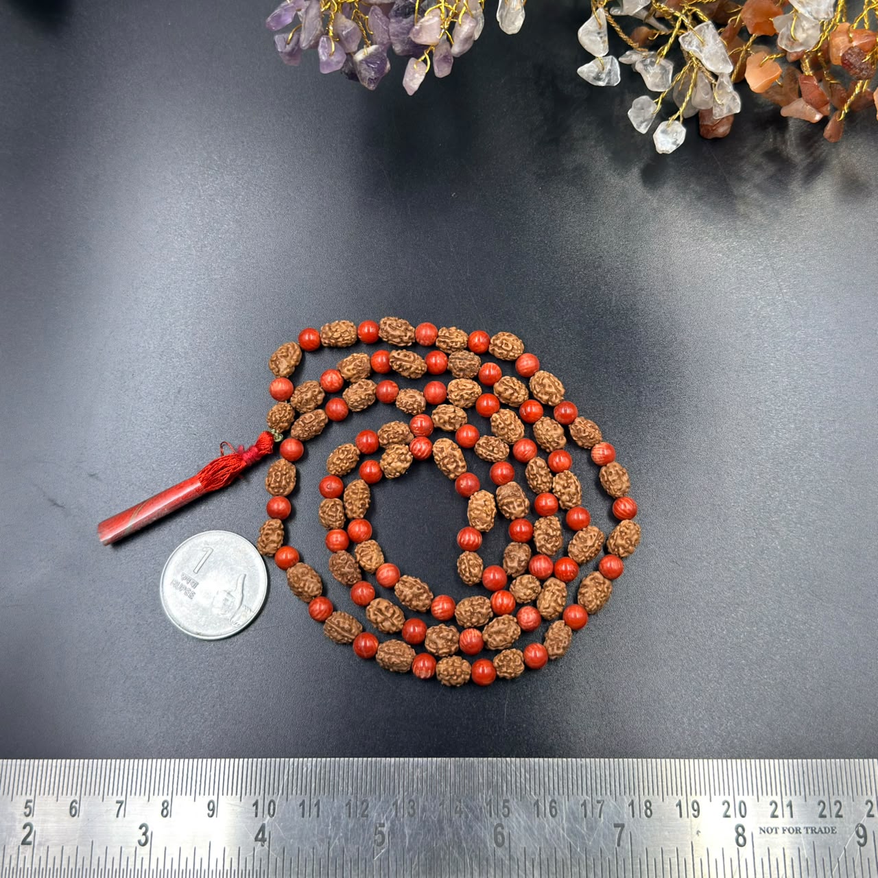 Red Coral & 2 Mukhi Rudraksha 5.50mm Jaap Mala (Courage & Harmony)