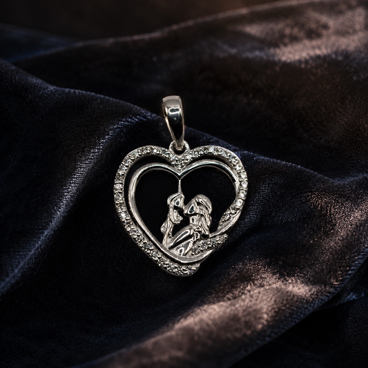 Couple's Heart Pendant with Moissanite in 925 Silver – 0.34 Carat | Gemkrishna