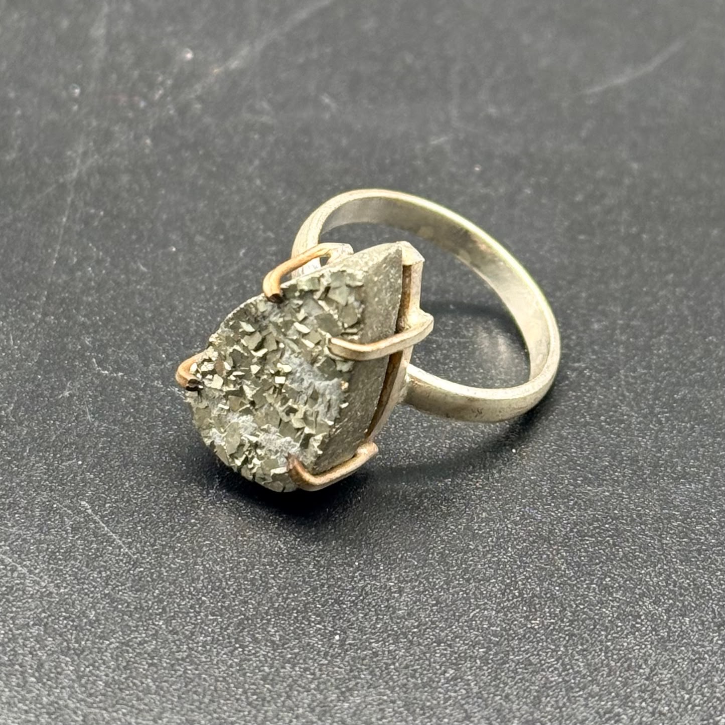 Rough Pyrite Stone Ring (Prosperity and Protection)