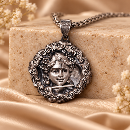 925 Silver Bal Krishna Face Pendant – 14 g (Love & Devotion)