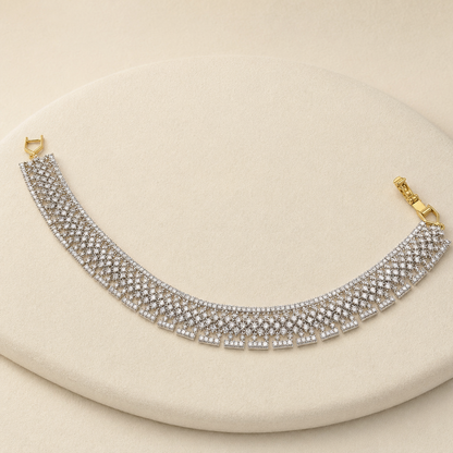 925 silver CVD diamond multi-row bracelet with sparkle pavé design and bar clasp