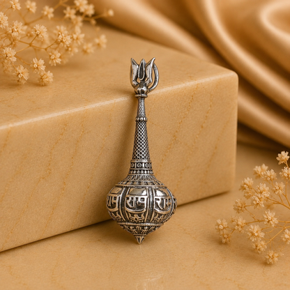 925 silver Hanuman gada trishul locket with detailed textured design