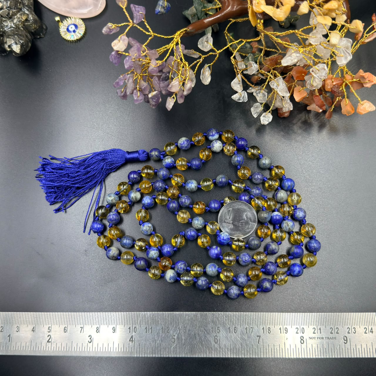 8mm Lapis Lazuli & Citrine Jaap Mala (Wisdom & Abundance)