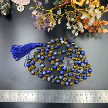 8mm Lapis Lazuli & Citrine Jaap Mala (Wisdom & Abundance)