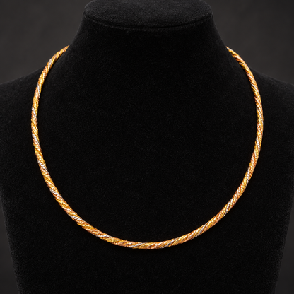 Slim Twisted Tri-Tone Hasli Necklace in 925 Sterling Silver – 18 Gram Rope Collar with Adjustable Clasp | SILVY by Poonam Gupta