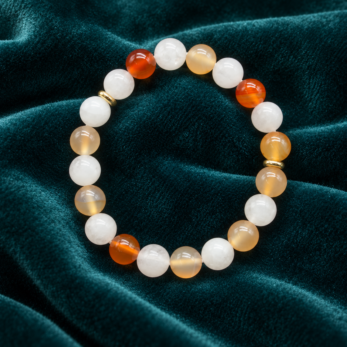 Courage & Clarity Carnelian and Milky Quartz Bracelet – 8mm Natural Stones with GJSPC Lab Report | GemKrishna