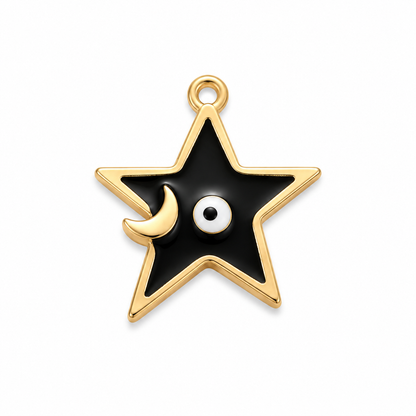 Black Star Moon Evil Eye Charm